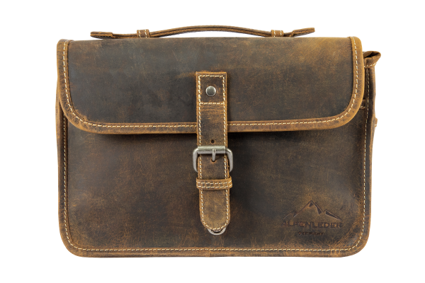 Alpenleder Leder Fototasche "Presse" Old Havanna